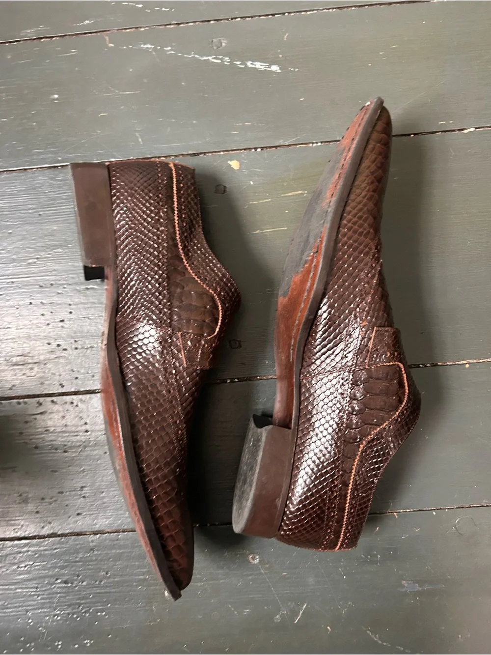 J. Bradford Brown Exotic Snakeskin Monk Strap Dress Shoes Made in Italy EU 45